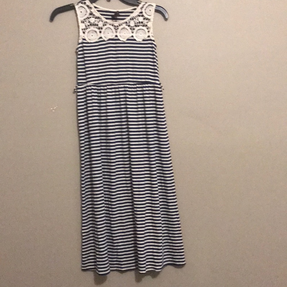 Navy and cream dress